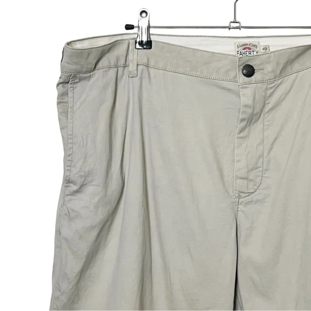 Faherty Island Life Men's 40 Beige Organic Cotton Stretch Shorts Casual Summer